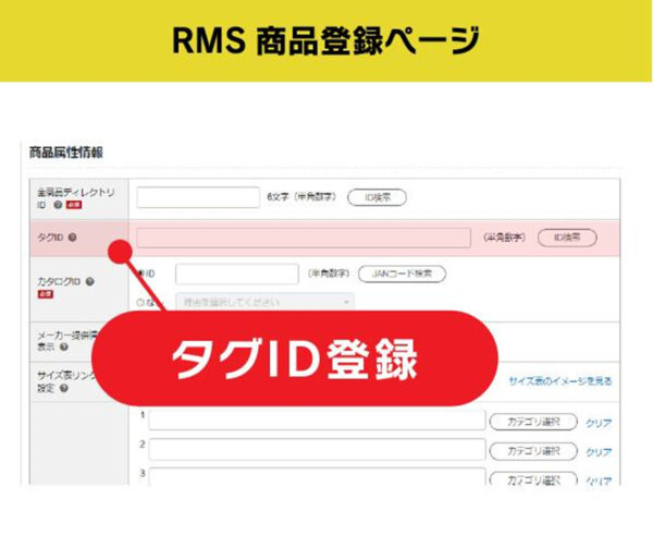 商品登録画面でできる対策②：タグIDを登録しよう１