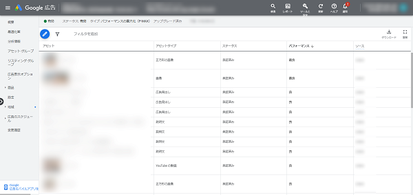 アセット レポート