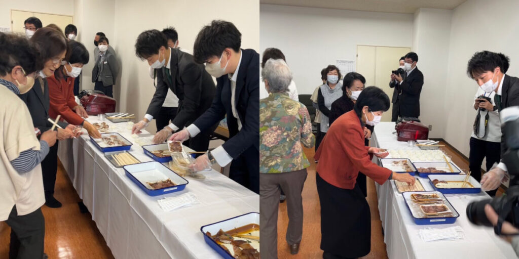 地域の方々を招いた試食会の様子