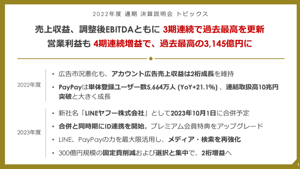 Zホールディングスの2022年度決算説明会トピックス