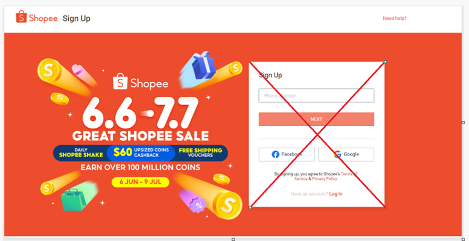 Shopeeのアカウント申請はこちらからはできない