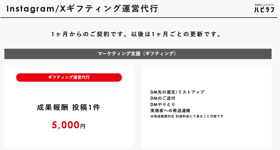Instagram/Xギフティング運営代行