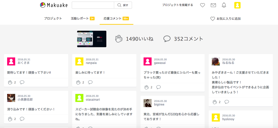 ① 応援コメントによるコアファンの発見