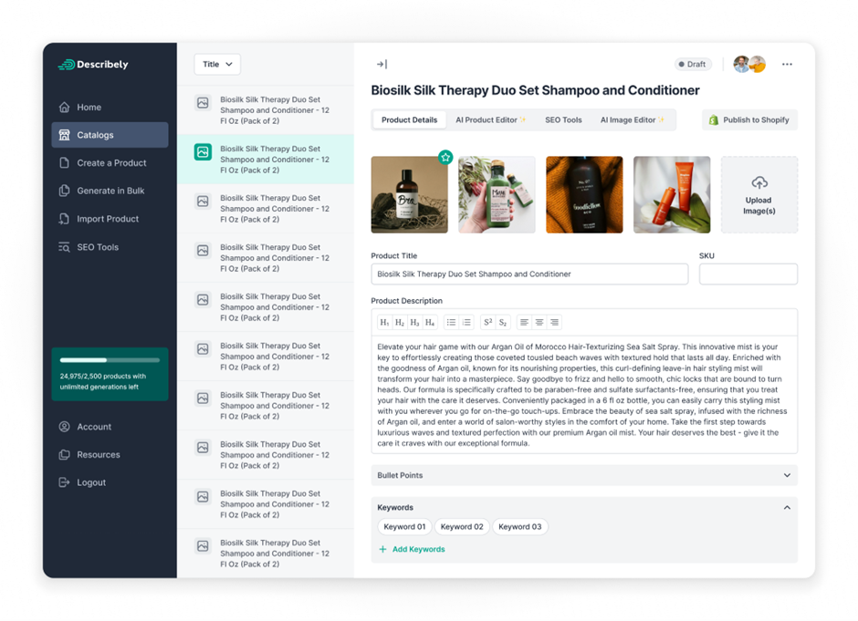 商品登録・更新: Describely
