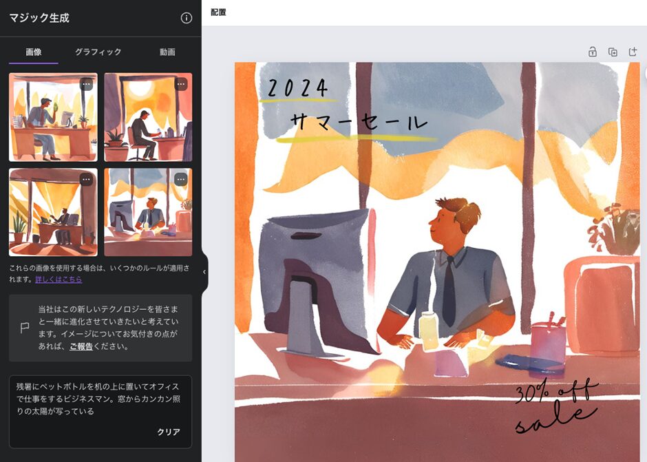 Canva によるクリエイティブ作成・画像生成