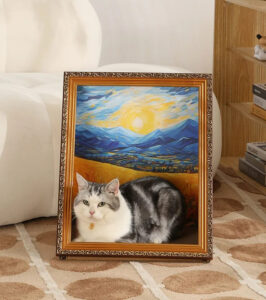 猫用 絵画の爪とぎハウス