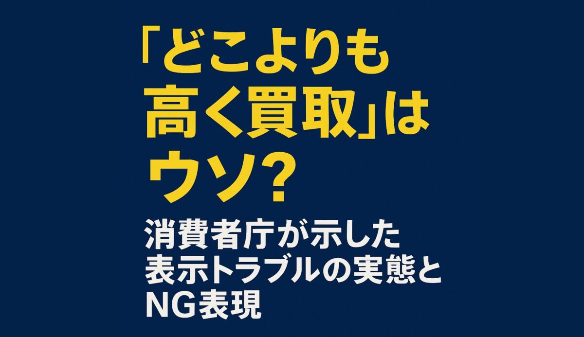 どこよりも高く買取”はウソ?消費者庁が示した表示トラブルの実態とNG表現