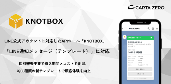 CARTA ZEROのLINE公式アカウント向けツール「KNOTBOX」がLINE通知メッセージ（テンプレート）に対応開始、審査不要で迅速な導入を実現