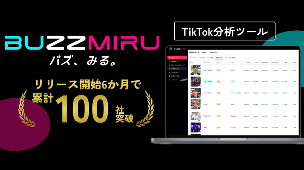 TikTok分析ツール「BUZZMIRU」がリリース6か月で導入社数100社を突破 - 効率的なバズ動画リサーチを実現