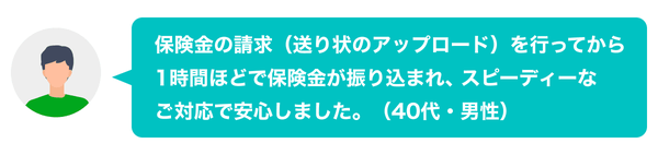 スピーディーな保険金支払いを示す図