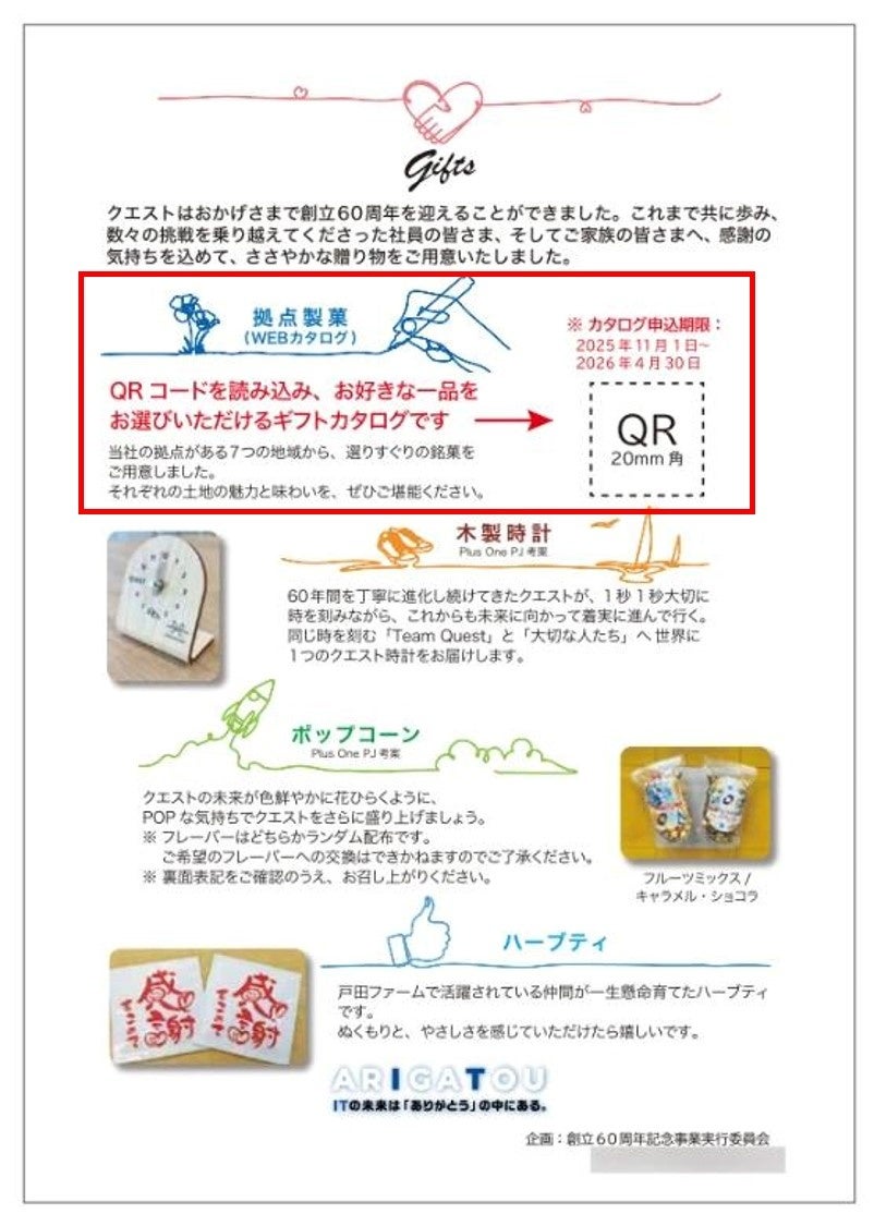 同封のリーフレットに『GIFT LIST』のQRコードを印字