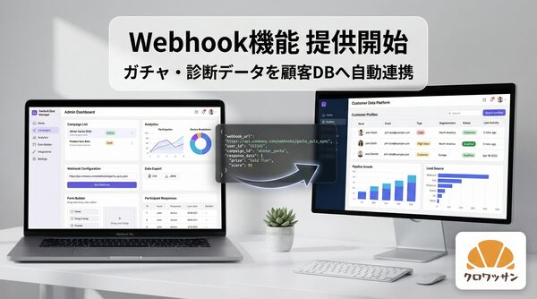 クロワッサン、Webhook機能提供開始でガチャ・診断データのCRM連携を自動化