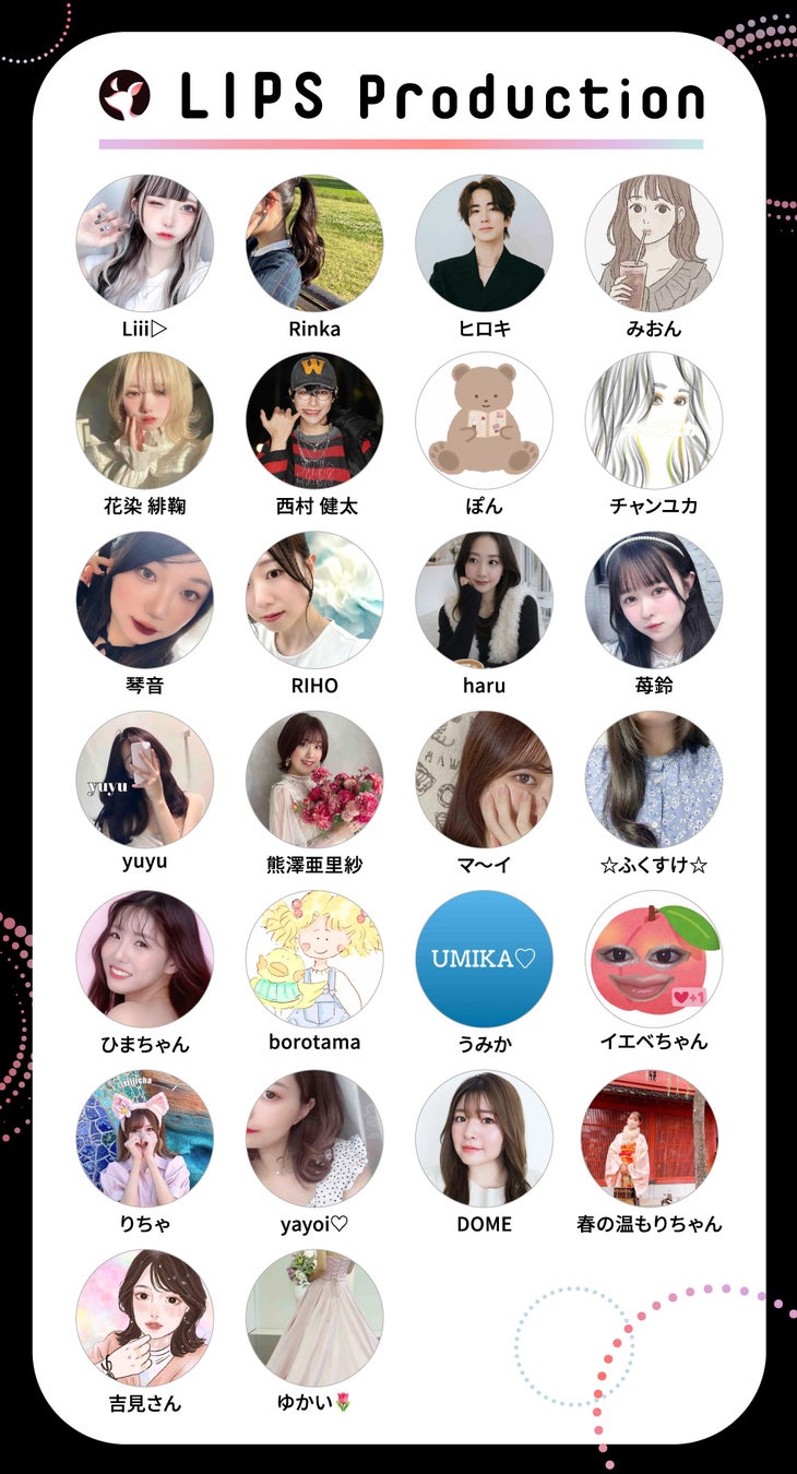 LIPS Production所属のLIPS専属クリエイターリスト