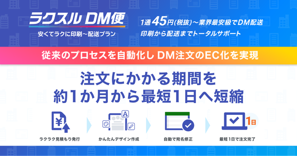 ラクスルと地区宅便が「ラクスルDM便」を全面刷新、注文完了まで最短1日に大幅短縮